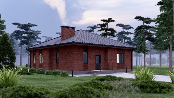 Кладка кирпичной стены дома в процессе строительства