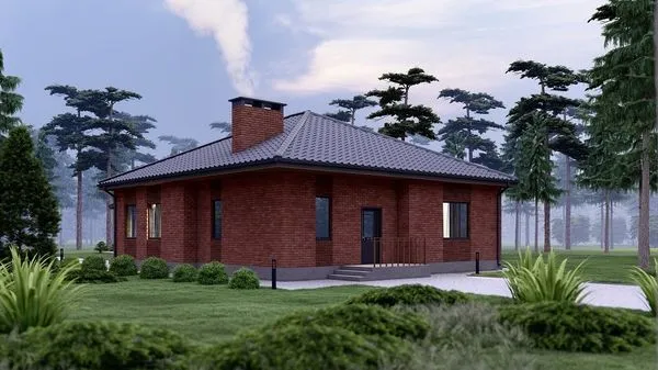 Кладка кирпичной стены дома в процессе строительства